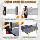 Table Tennis Set with Retractable Net, Portable Ping Pong Paddle Set with 2 Rackets, 8 Balls and Mesh Bag, Easy Setup Table Tennis Kit for Indoor Outdoor, Beginners, Home and Office