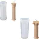 2Pcs Roman Column Candle Mould DIY Silicone Cake Resin Moulds 3D Art Wax Candle Making Mould Silicone Handmade Soap Moulds(Transparent)