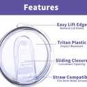 30oz Tumbler Lid Replacement - Be suitable for Rtic tumbler lid replacement, Leak-Proof and Reusable. Pack of 4.(Incompatible with the old Rtic 30oz model)
