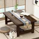 Japanese Floor Table Bamboo Japanese Folding Table Portable Solid Wood Japanese Coffee Table, No Assembly Folding Coffee Table for Sitting on The Floor, Easy Storage (39.4 * 19.7 * 13.8)