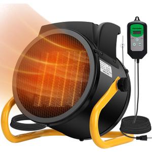 Greenhouse Heater with Thermostat, 1500W, Auto Temperature Control Kit with Digital Display, Fast Heating, Overheat Protection, for Grow Tent, Greenhouse, Flower Room, Patio, Winter Plants, YW