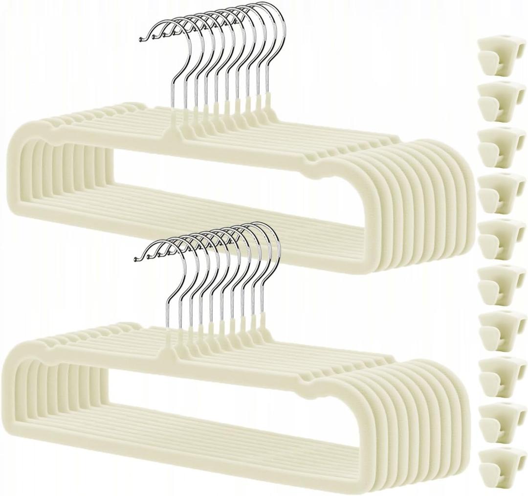 Velvet Pants Hangers 20 Pack,Premium Non Slip Velvet Hangers,Thin Space Saving Slim Clothes Hangers with 360 Swivel Hook,13.77inch