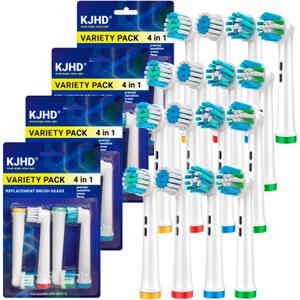 Replacement Heads for Oral B Braun Variety Pack of 16 PCS Floss Cross Sensitive Soft Precise Electric Toothbrush Heads Tooth Brush Head Refill Compatible with Oral-B [KJHD]
