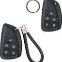 Compatible with Chevy Key Fob Cover & GMC Key Fob Cover, Carbon Fiber Key Fob Case with Key Chain and Key Ring
