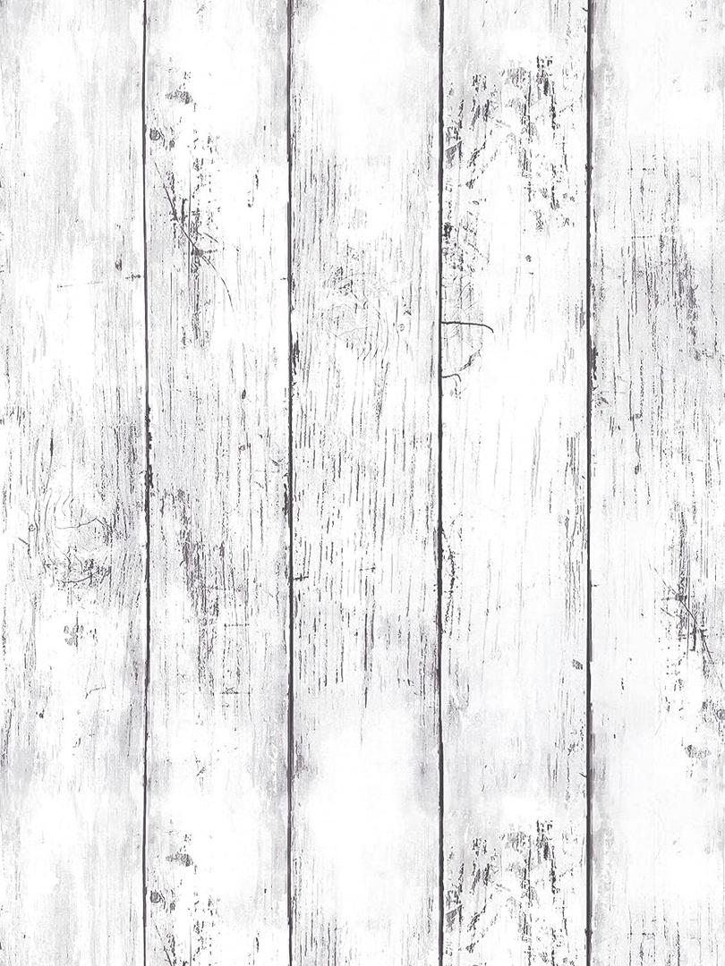 White Grey Wood Peel and Stick Wallpaper Shiplap Contact Paper 17.7inch x 393.7inch White Wood Plank Wallpaper Peel and Stick Rustic Self Adhesive Decorative Contact Paper for Kitchen Bathroom Vinyl