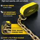 8 Point Roll Back Vehicle Wheel Tire Tie Down Straps Kit 3333LBS | 9999LBS Breaking Capacity, 2"x16' Tow Truck Flatbed Strap w/Chain Extension Ratchet, 2"x16" Short Tow Strap, Fit all vehicle