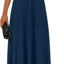 Arach&Cloz Womens Summer Maxi Dress 2025 Crew Neck Sleeveless Knitted Church Work Business Casual Outfits Long Dresses (Medium, Navy)