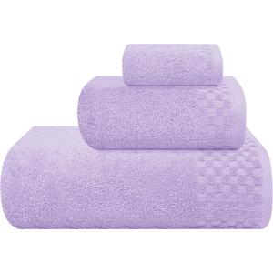 Ultra Soft 3 Pack Cotton Towel Set, Contains a Bath Towels 28x55 inch, a Hand Towels 16x24 inch & a Wash Coths 12x12 inch, Ideal Everyday use, Compact & Lightweight - Purple