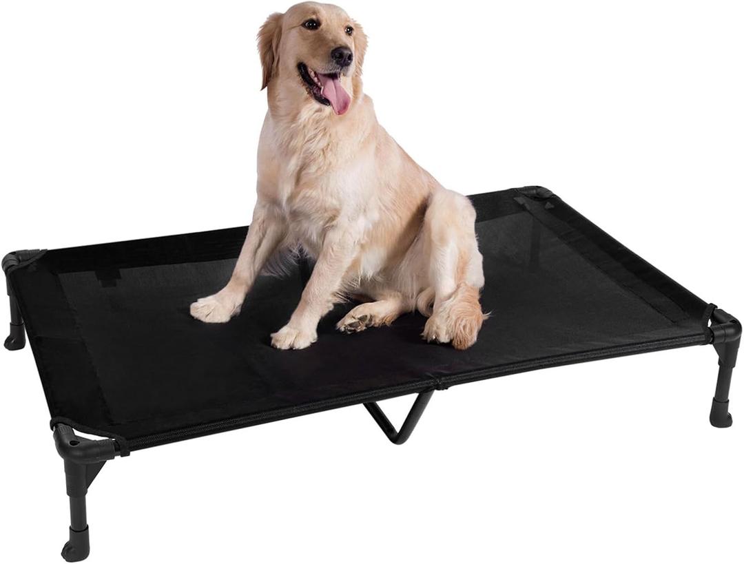 Veehoo Cooling Elevated Dog Bed, Portable Raised Pet Cot with Washable & Breathable Mesh, No-Slip Feet Durable Dog Cots Bed for Indoor & Outdoor Use, X Large, CWC1803-XL (Black)