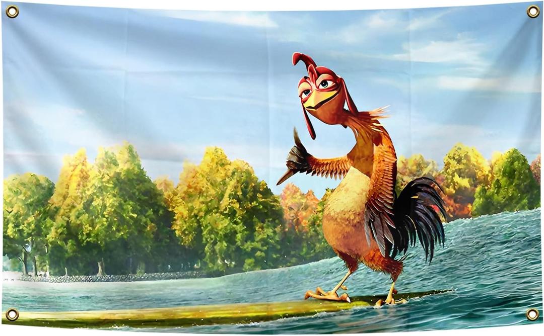 Chicken Flag 3x5 Ft with 4 Brass Grommets for College Dorm Living Room Bedroom Home Office Wall Decor or Outdoor Courtyard Deco (Chicken Flag)