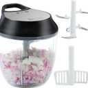ZHANG XIAO QUAN SINCE 1628 Manual Vegetable Chopper, Hand Pull String Garlic Mincer Onion Cutter for Veggie, Peppers, Tomatoes, Ginger, Fruits, Nuts, 3.6 Cup(900ml) Food Chopper With Egg Whisk (Black)