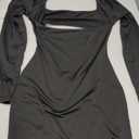 Womens Sexy Long Sleeve Backless Square Neck Cutout Maxi Going Out Dress, Size Large