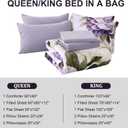 Dobuyly Purple Queen Comforter Set 7 Piece Bed in a Bag Queen, Purple Floral Printed on Light Purple Comforter Set with Sheets, Soft Microfiber Botanical Complete Bedding Set for All Season