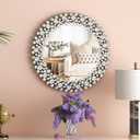 SHYFOY 18" Round Mirrors for Wall Decor Crystal Decorative Mirrors Jeweled Accent Mirror for Living Room Silver Modern Mirror for Entryway Hallway