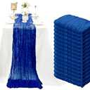 15 Pack Cheesecloth Table Runner 6FT Romantic Cheese Cloth Table Runner 35 x72Inch Gauze Boho Table Runners for Wedding Birthday Party Pinic Bridal Baby Shower Anniversary Table Decoration(Royal Blue)