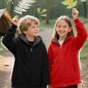 boys Fleece Jacket Zip Up hoodie Kids Winter Coats Warm Soft Sherpa Lined Hoodie Outerwear Teens 6-15 (Black, L)