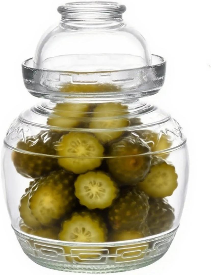 Glass Jar Fermentation Jar, 2.5L Pickle Jar with Water Seal Lid, Fermentation Kit Fermenter Starter Kit for Pickles, Wine Brewing, Pickling, Kimchi, Sauerkraut, Vegetables, Kombucha