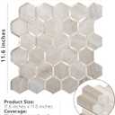 STICKGOO Hexagon Peel and Stick Backsplash Tile, Stick on Backsplash for Kitchen and Bathroom, Beige Marble Look PVC Mixed Metal Gold Self Adhesive Wall Tiles(6 Sheets, Seamless)