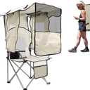 BESTHLS Portable Folding Camping Beach Chair with Canopy Shade Adult White