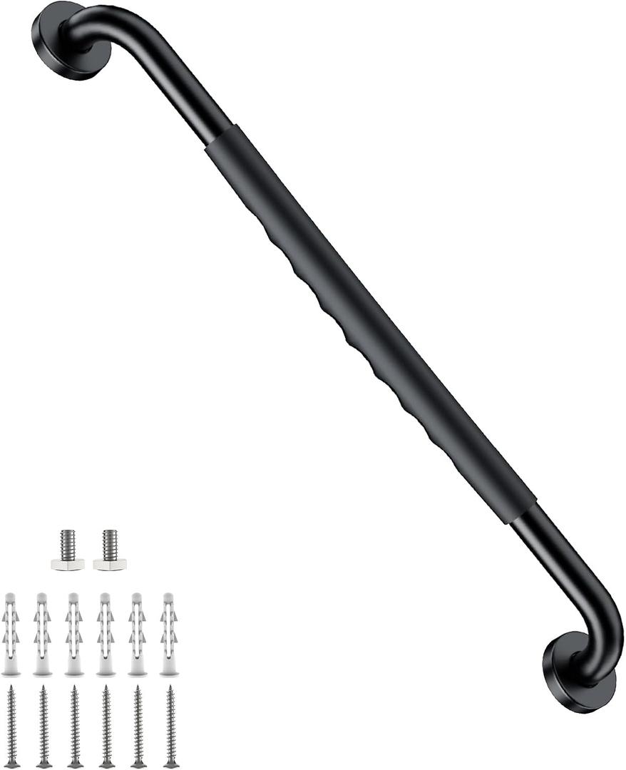 iMomwee Black Safety Bar 24 Inch, Shower Grab Bar for Senior