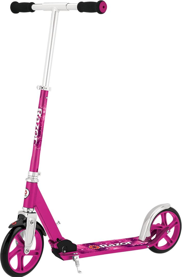 Razor A5 Lux Kick Scooter for Kids Ages 8+ - 8" Urethane Wheels, Anodized Finish Featuring Bold Colors and Graphics, for Riders up to 220 lbs (Pink)
