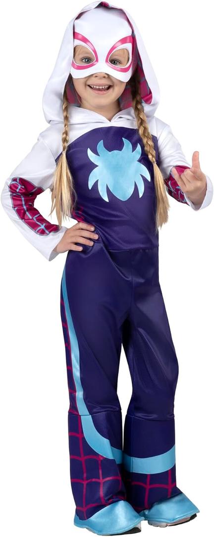 MARVEL Toddler Ghost Spider Costume, Girls Spider-Man and His Amazing Friends Gwen Stacy Kids Costume (3T-4T)
