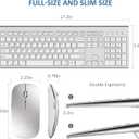 Wireless Keyboard and Mouse Combo, GALENMORO Ergonomic USB Full Size Silent Keyboard with Number pad for Windows macOS Computer Desktop PC Laptop - Silver White