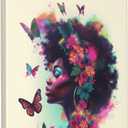 2 x African American Wall Art Black Girl Pink Canvas Prints Black and White Wall Art Modern Fashion Paris Decoration Pictures Painting Framed Artwork Home Decor for Bedroom Bathroom 12x16inch (16L" x 12W", stlye1)