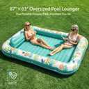 Inflatable Tanning Pool Lounger Float, Stonful 87" x 63" Pool Floats Adult with Pillow & Cup Holder, 4 in 1 Water Filled Inflatable Sun Tan Tub Tanning Bed for Swimming Pool Backyard Beach (Green-XL)