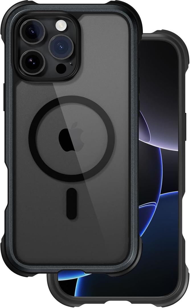 MAGEASY for iPhone 16 Pro Max Bumper Case 6.9" - 20ft Ultimate Drop Protection Compatible with MagSafe, Protective Case with Shockproof Bumper, Durable Aluminum Frame | Odyssey M (Metal Black)