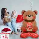 2 x Valentines Day Bear Standing Balloons, 1Pcs Giant 58Inch Bear Aluminum Foil Mylar Balloons for Valentine's Day Birthday Wedding Party Decorations