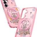 Uppuppy for Samsung Galaxy A16 4G/5G Case- Compatible with MagSafe for Women Girls Bulit-in 360 Rotatable Magnetic Ring Holder Kickstand Cute Aesthetic Pink Castle Design for Samsung A16