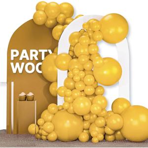 PartyWoo Mustard Yellow Balloons 120 pcs Different Sizes of 18 12 10 5 Inch Fall Color Yellow Balloon Arch Kit Garland for Graduation Thanksgiving Baby Shower Birthday Party Decorations Yellow-F57