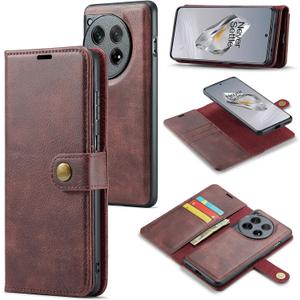 Asuwish Phone Case for OnePlus 12 5G Wallet Magnetic Detachable Cell Cover with Tempered Glass Screen Protector Flip Card Holder Slot One+ 1plus12 2024 Women Men Girls Purse Mobile Accessories Red