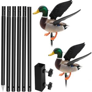 Outdoors Duck Decoy Extension Poles, 8.26Ft Adjustable Duck Hunting Pole Metal Ducks Decoy Stand Easy to Set up Hunting Accessories Works with Spinning Wing Decoys, Not Included Decoys, Black