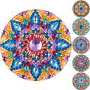 Diamond Art Coasters Kit Set of 6 - DIY Mandala Craft with Big 3D Gems and Small Crystals - Diamond Painting Kits for Beginners, Adults and Kids - Gem Arts Crafts Supplies for Solo or Duo Projects