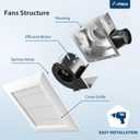 Amico Bathroom Exhaust Fan, 1.0 Sones, 110 CFM, Low Noise, Household Bath Ventilation Fans, Ceiling Mounted, No Attic Access Needed, Easy to Install- ETL & FCC Certified