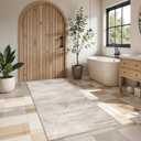 Abstract Kitchen Runner Rug 3x6 - Indoor Washable Carpet for Hallway Bedroom Laundry Low Pile Entryway Rugs with Non Slip Rubber Backing Modern Home Decor Mat for Dining Room Bathroom 3x6 Beige