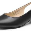 DREAM PAIRS Kitten Slingback Low Block Heels for Women Pointed Closed Toe Business Dress Shoes Wedding Party Comfortable Pumps Shoes (11, Black)