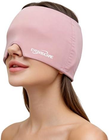 Migraine Relief Cap, Pink, 1 Count | Reusable, Hot & Cold Therapy, Odorless Gel Ice Head Wrap, One Size Fits All