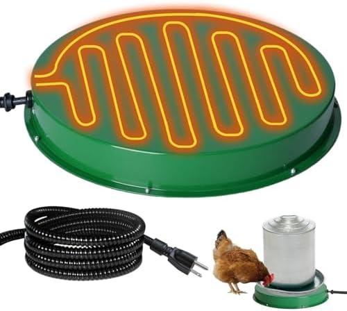 Shaledig Chicken Water Heater for Winter 12.4", 125W Thermostat Chicken Drinker Heater Base for 3–5 Gal Metal Plastic Poultry Waterer, Water Heater for Chickens Duck with 6.6' Power Cord (Green,2PACK)