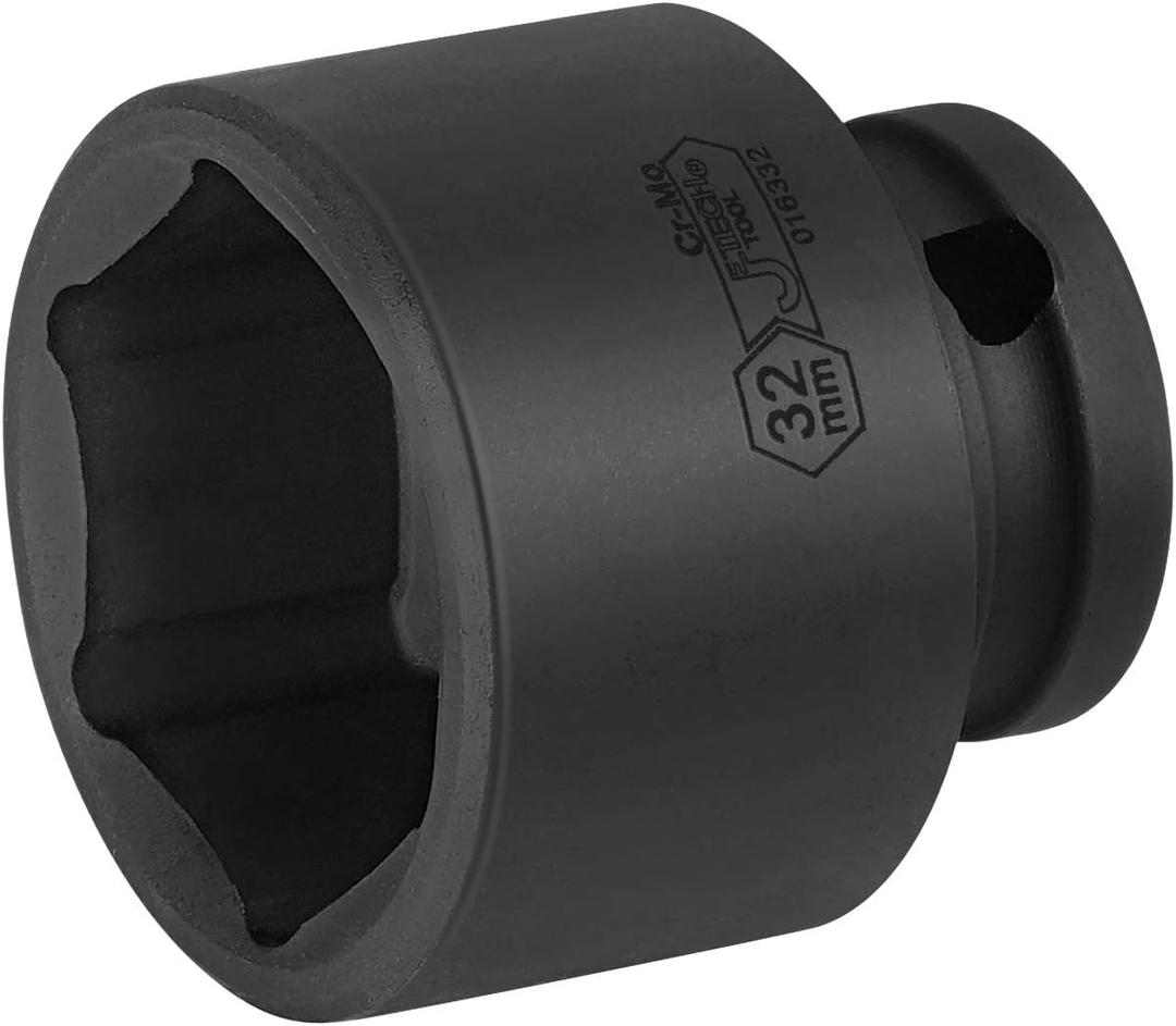 3 x JETECH 1/2 Inch Drive 32mm Standard Impact Socket, Chrome Molybdenum Alloy Steel, Shallow 6-Point Design, Metric