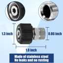 M MINGLE Pressure Washer Adapter, Metric M22 15mm Female Thread to M22 14mm Male Fitting, Stainless Steel, 4500 PSI