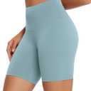 ODODOS High Waist Workout Shorts for Women Tummy Control Workout Gym Athletic Biker Shorts-6" Inseam, Chambray, Medium (M)