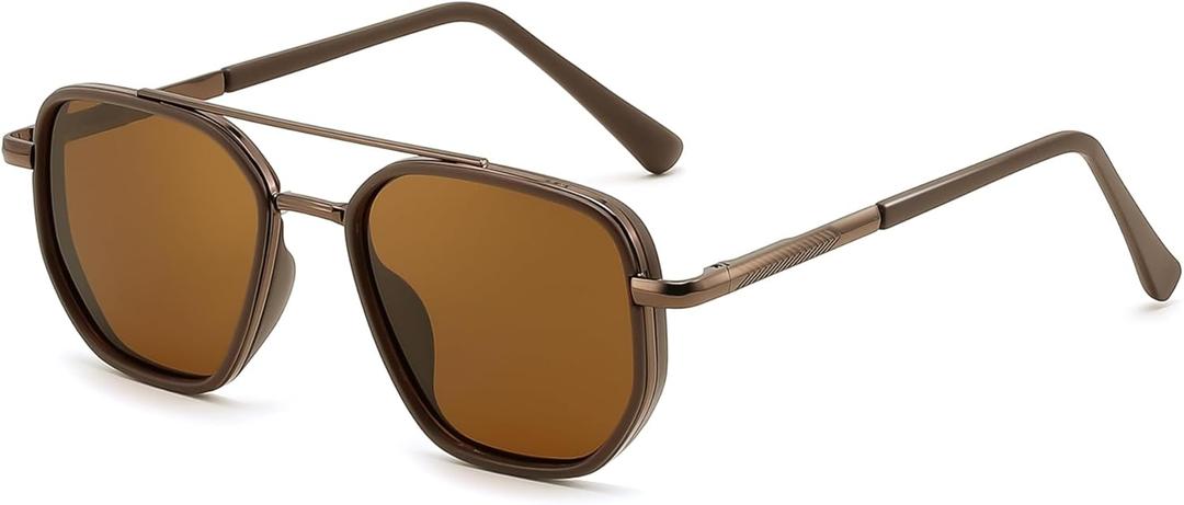 FEISEDY Polarized Aviator Sunglasses for Men Square Retro Metal Frame UV 400 Protection TAC Lens B0329