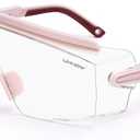 UKNOW Safety Goggles Over Glasses, Anti Fog Safety Glasses with Clear Wraparound Lens, ANSI Z87.1 Protective Eyewear (Pink)