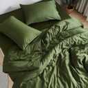 DOZ Sheet Set, 100% Viscose derived from Bamboo, Organically Grown, Buttery Soft, Cooling Sheets, High GSM, Deep Pockets - 4 Piece - 2 Pillowcases 1 Fitted 1 Top Sheet (Forest, Queen)