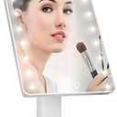 KOOKIN Lighted Vanity Makeup Mirror 16 Led Lights 180 Degree Rotation Lighted Mirror Touch Screen Adjusted Brightness Desk Mirrors USB Dual Supply Bathroom Beauty Cosmetic Mirrors (White)