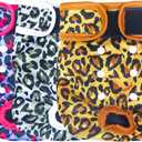 Leekalos Reusable Washable Dog Diapers Female (3 Pack) - Highly Absorbent Doggie Diapers - Size Adjustable Puppy Diapers for Dog Period Panties (Small, Leopard) (Small (Newborn-10.5" Waist), Leopard(Black Lining))