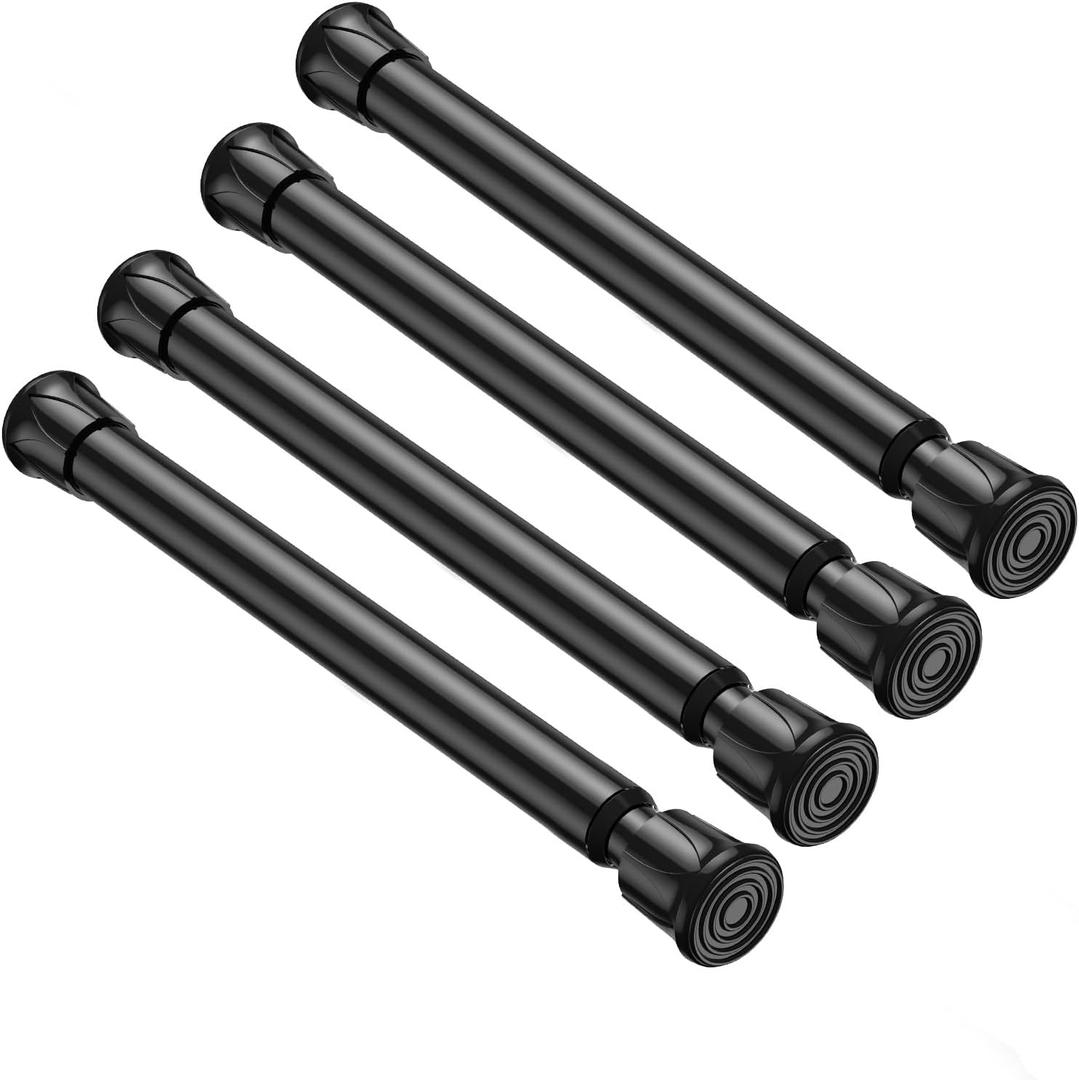 4 Pack Small Spring Tension Curtain Rod 8 to 12.5 Inch, Thin DIY Tension Rods No Drill for Slim Window Cupboard Closet Sidelights, Black